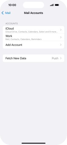 Press the name of the Exchange email account you've just set up. Press the name of the Exchange email account you've just set up.