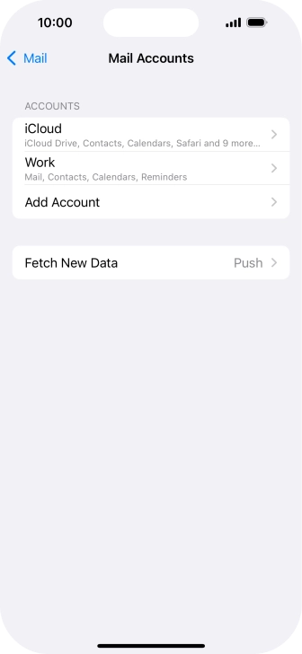 Press the name of the Exchange email account you've just set up. Press the name of the Exchange email account you've just set up.