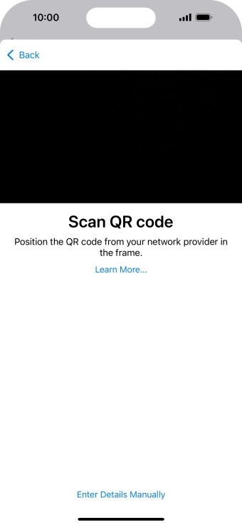 Place the QR code you've received inside the phone camera frame to scan the code. If you’ve deleted your eSIM, you can re-add it using your existing QR code. If you’re having problems, see our FAQ. Place the QR code you've received inside the phone camera frame to scan the code. If you’ve deleted your eSIM, you can re-add it using your existing QR code. If you’re having problems, see our FAQ.