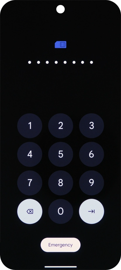 Key in the PUK and press arrow right.