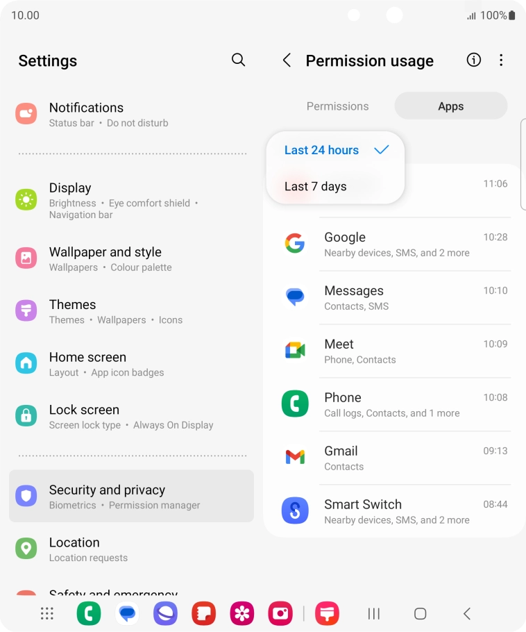 Press the required setting.