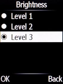 Press the required setting to select the required brightness.