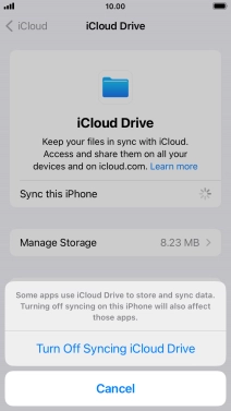 If you turn off the function, press Turn Off Syncing iCloud Drive.