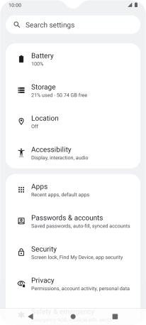 Press Passwords & accounts.