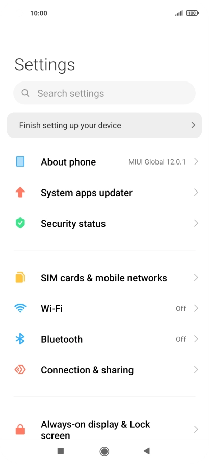 Press SIM cards & mobile networks.