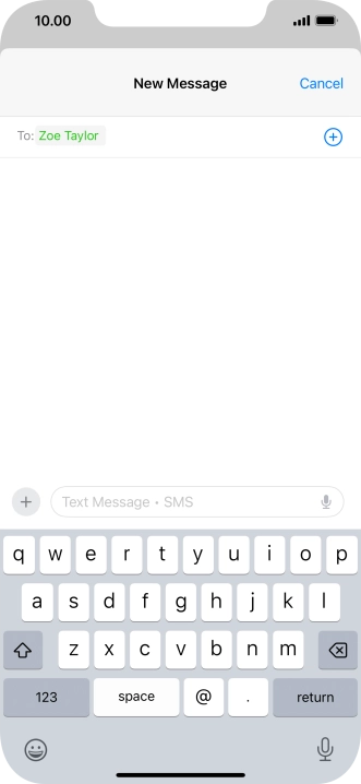 Press the text input field and write the text for your text message.