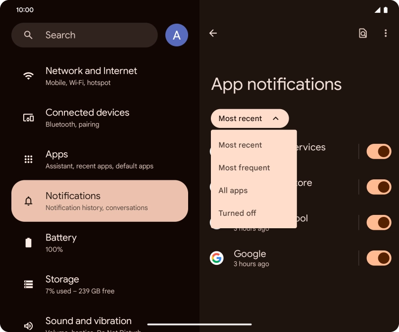 Press the required setting. Press the required setting.