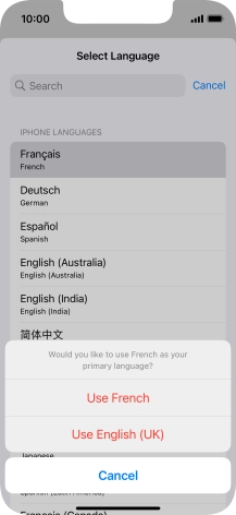 To select the new language as the default phone language, press Use ‹language› .