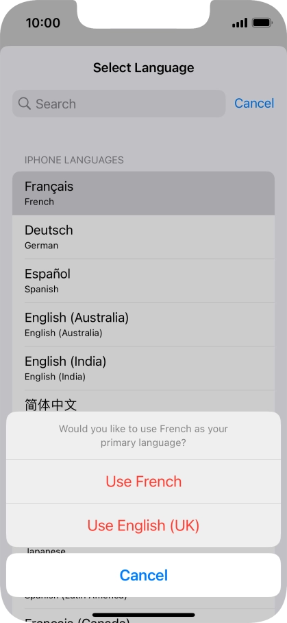 To select the new language as the default phone language, press Use ‹language› .