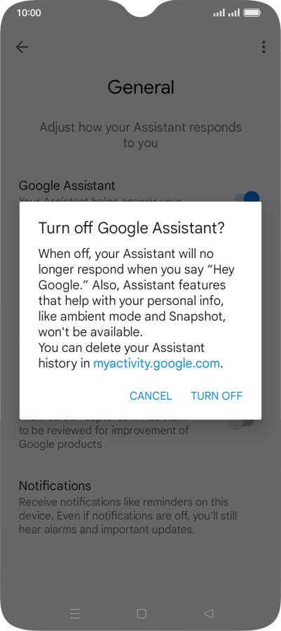 If you turn off the function, press TURN OFF.