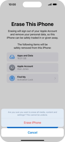 Press Erase iPhone. Press Erase iPhone.