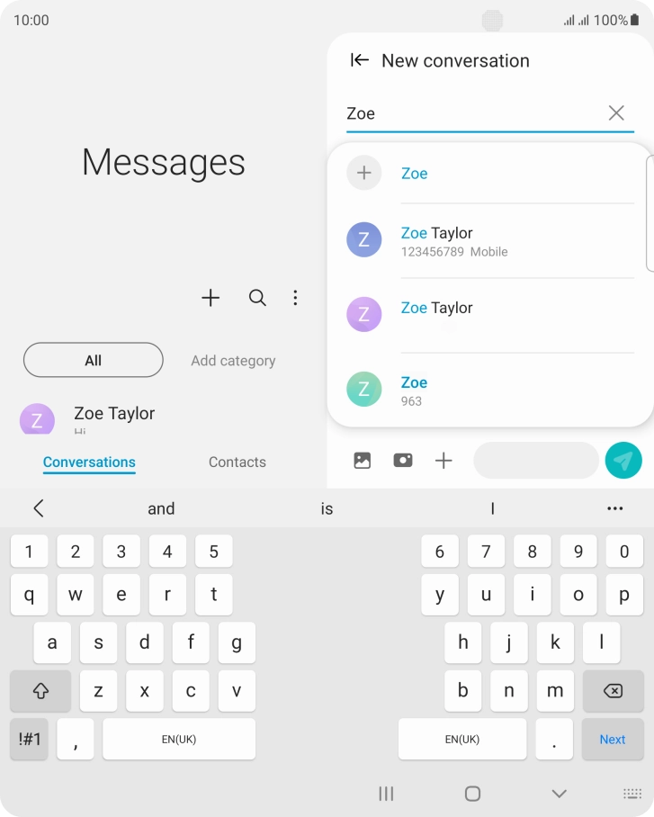 Press the required contact. Press the required contact.