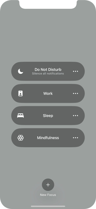 Press the required focus mode to activate or deactivate it immediately.