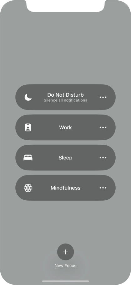 Press the required focus mode to activate or deactivate it immediately.