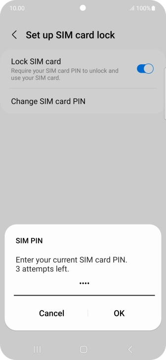 Key in your current PIN and press OK. Key in your current PIN and press OK.