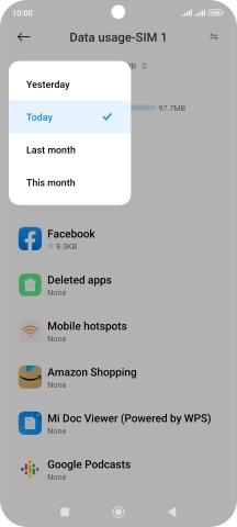Press the required setting.