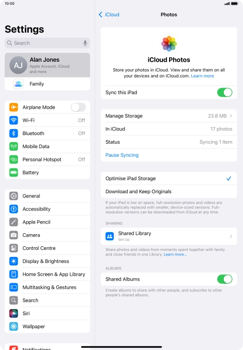 Press the indicator next to 