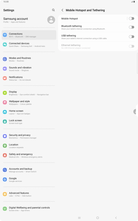 Press Mobile Hotspot.
