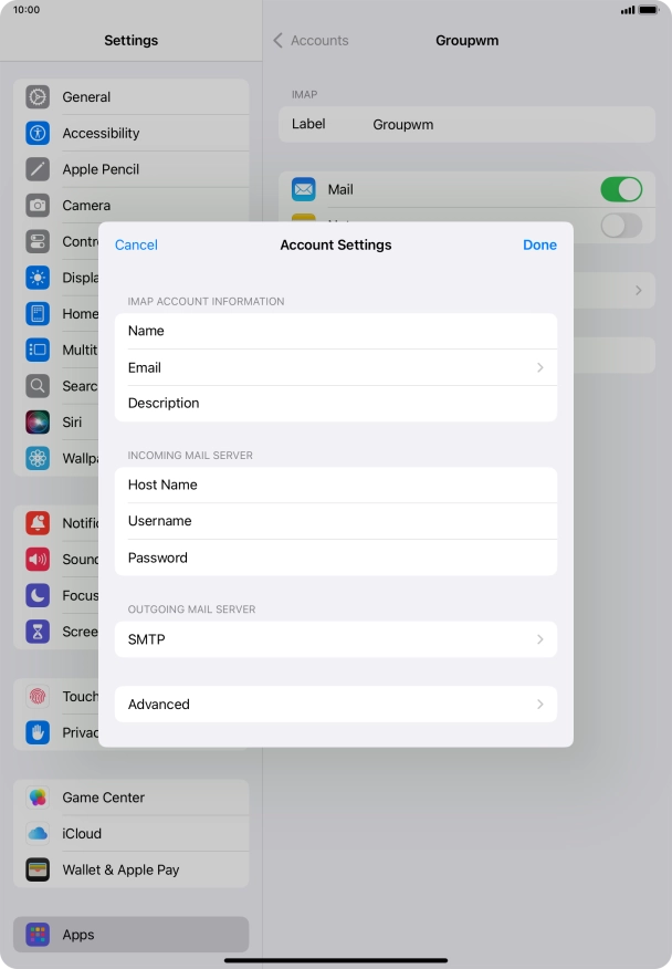 Press SMTP. Press SMTP.