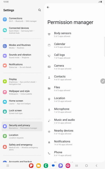 Press the required category.