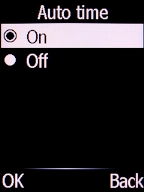 Select On and press the Left selection key.