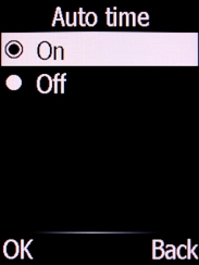 Select On and press the Left selection key.