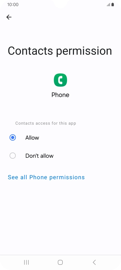 Press the required setting.