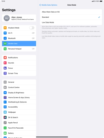 Press the required setting to turn the function on or off.