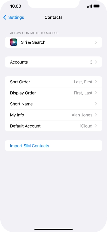 Press Import SIM Contacts.