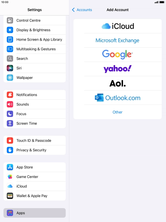 Press Microsoft Exchange.