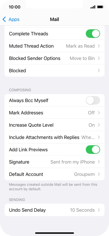 Press Default Account.