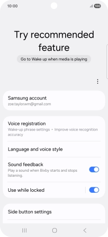 Press Voice registration and follow the instructions on the screen to turn automatic activation on or off.