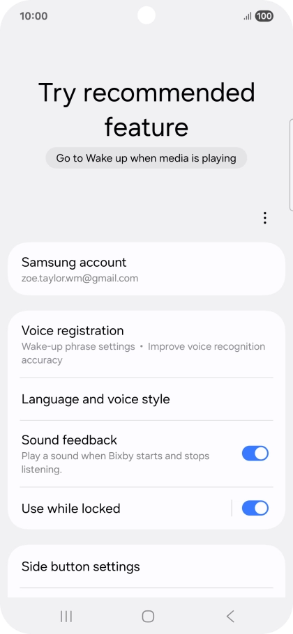 Press Voice registration and follow the instructions on the screen to turn automatic activation on or off.