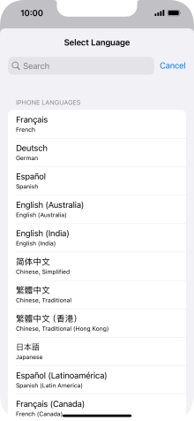 Press the required language.