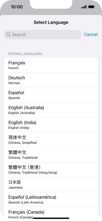 Press the required language.