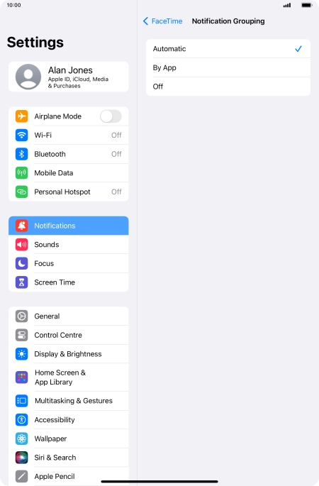 Press the required setting. Press the required setting.