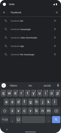 Key in Facebook and press the search icon.