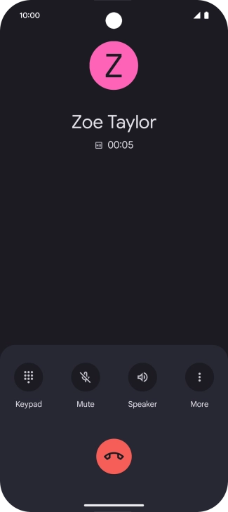 Press the end call icon.