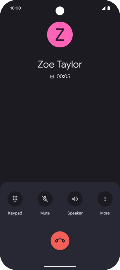 Press the end call icon.