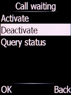 Select Deactivate and press the Left selection key to turn off the function.