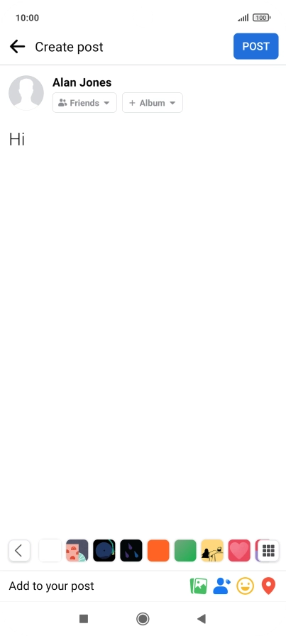 Write the required text and press POST. Write the required text and press POST.