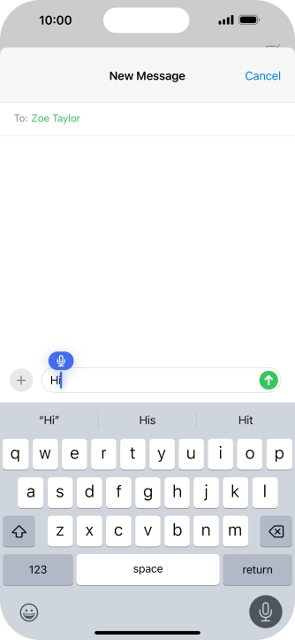 Press the microphone icon to end dictation.