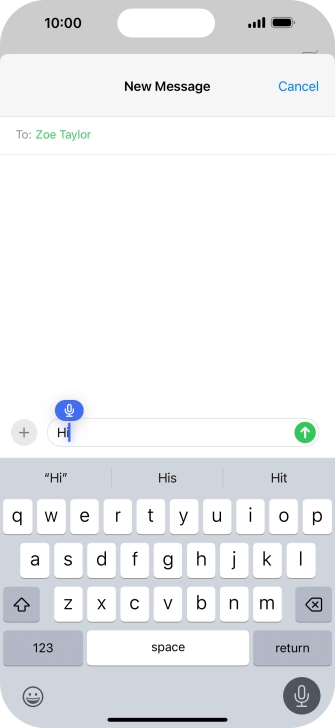 Press the microphone icon to end dictation.