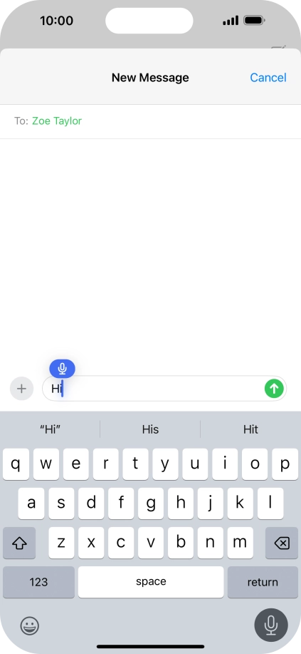 Press the microphone icon to end dictation.