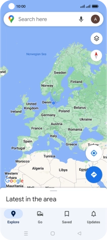 Press the search field and key in the required destination.
