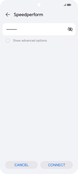 Key in the password for the Wi-Fi network and press CONNECT.