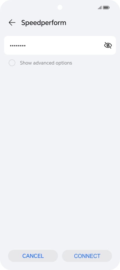 Key in the password for the Wi-Fi network and press CONNECT.