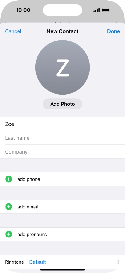 Press Last name and key in the last name.