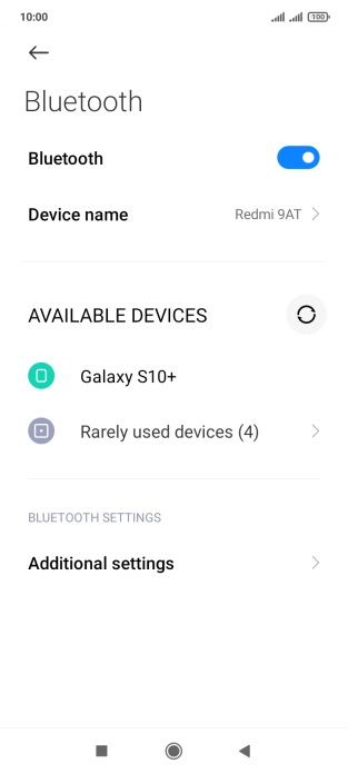 Press the required Bluetooth device.