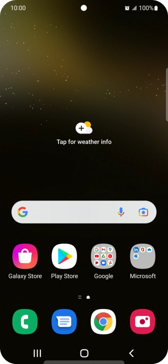 The alarm icon shows that the alarm is set.